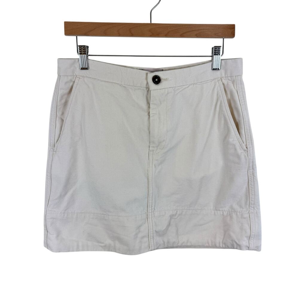 Everlane 100% Cotton‎ The Canvas Cream Neutral Preppy Classic Mini Skirt Size 8